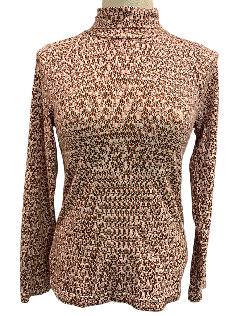 Small Loft Womens Print Turtleneck Soft Retro Print Long Sleeve