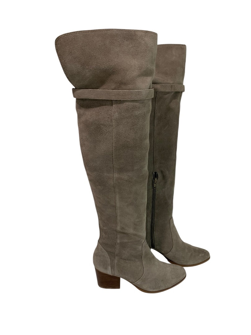 Size 6 Sole Society Womens Suede Knee Boots Mushroom Erika 2.5" Block Heel