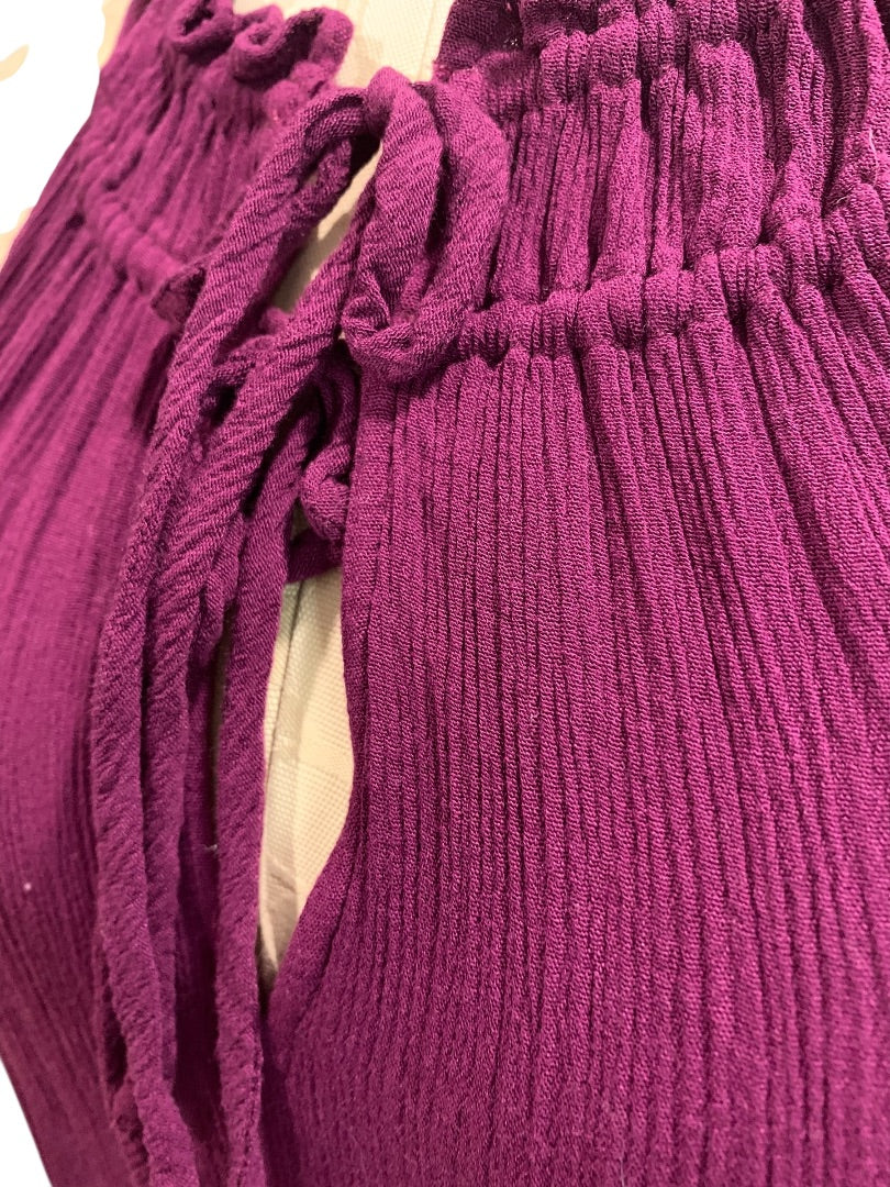 XS Loft Womens Purple Gauzy Rayon Shirt Tie Neck