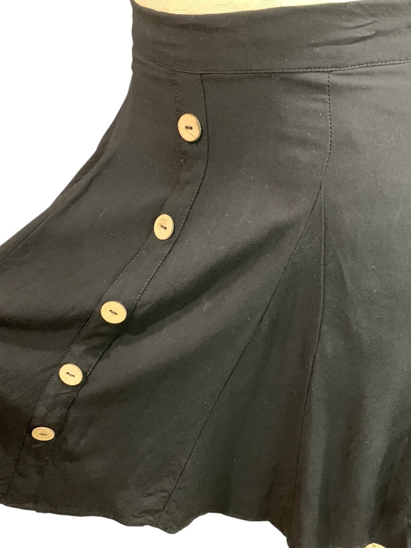 XS ModCloth Skirt Side Zip Black Pockets Lightweight Rayon