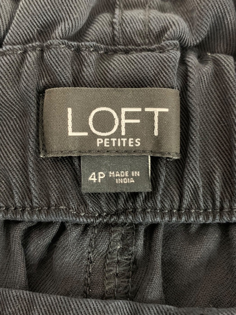 Size 4P Loft Petites Black Soft Skirt Pockets Elastic Waist Snap Zip