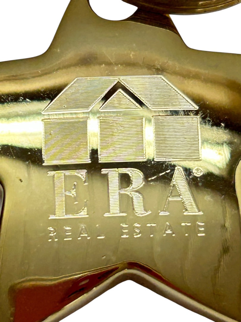 Goldtone Star Metal Keychain Keyring ERA Real Estate 3"