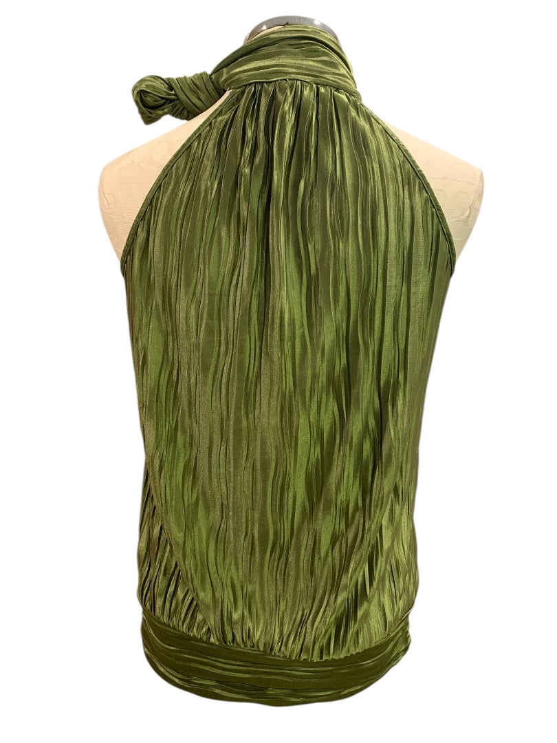 Small Heart Soul Olive Green Womens Pleated Blouse Shirt Sleeveless