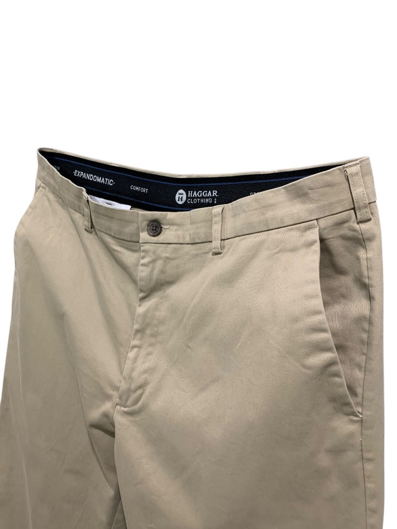 38 x 32 Haggar Mens Chino Pants Tan Comfort Waist Expandomatic