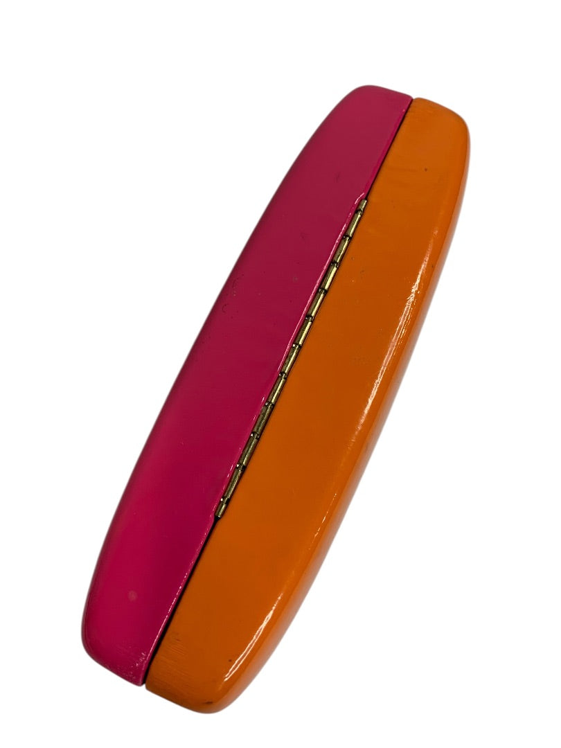 Kate Spade Clamshell Eyeglass Case and Cleaning Cloth Orange Pink