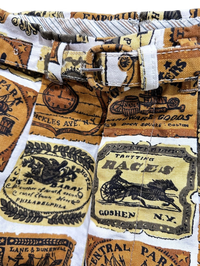 Pantomaker New York Women's Vintage 1960s Historical Print Shorts Belt