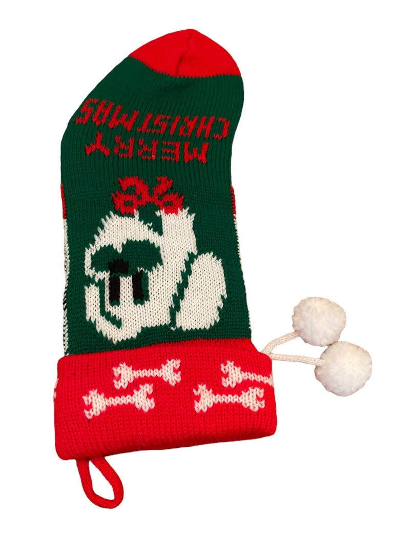 Merry Christmas Red Green White Dog Stocking 11.5" x 4" Holiday Decor