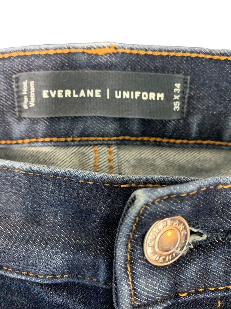 35 x 34 Everlane Uniform Mens Jeans The Slim Jean Dark Wash Blue Denim