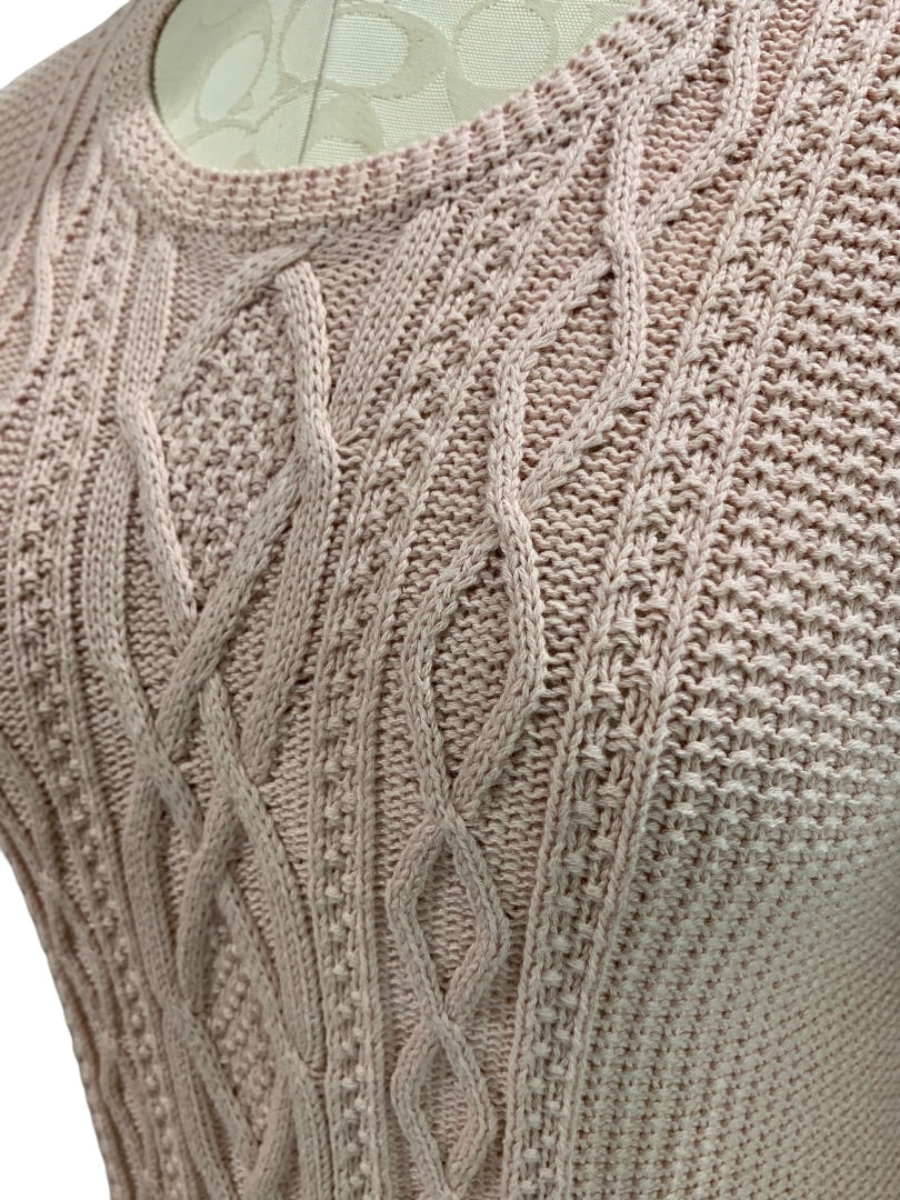 Small Jeanne Pierre Womens Pink Cable Knit Cotton Sweater