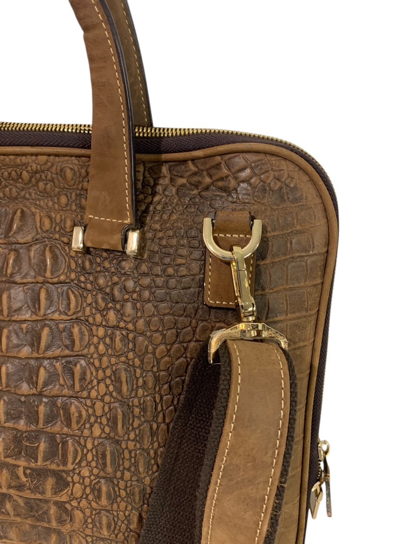 Quintessential Crocodile Style Genuine Leather Bag Briefcase Brown