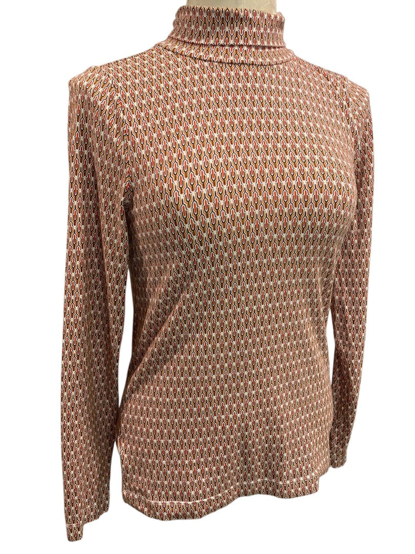 Small Loft Womens Print Turtleneck Soft Retro Print Long Sleeve