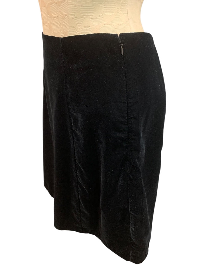 Size 2P Loft Petites Black Velvet Side Zip Skirt Lined