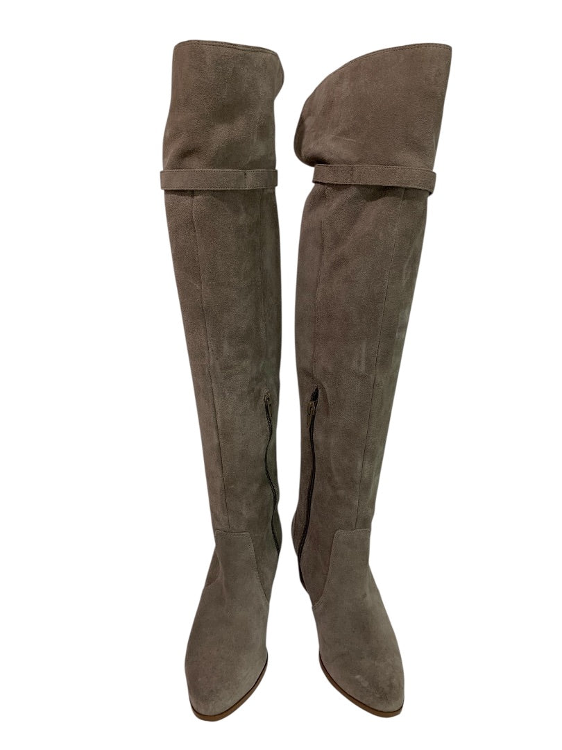Size 6 Sole Society Womens Suede Knee Boots Mushroom Erika 2.5" Block Heel