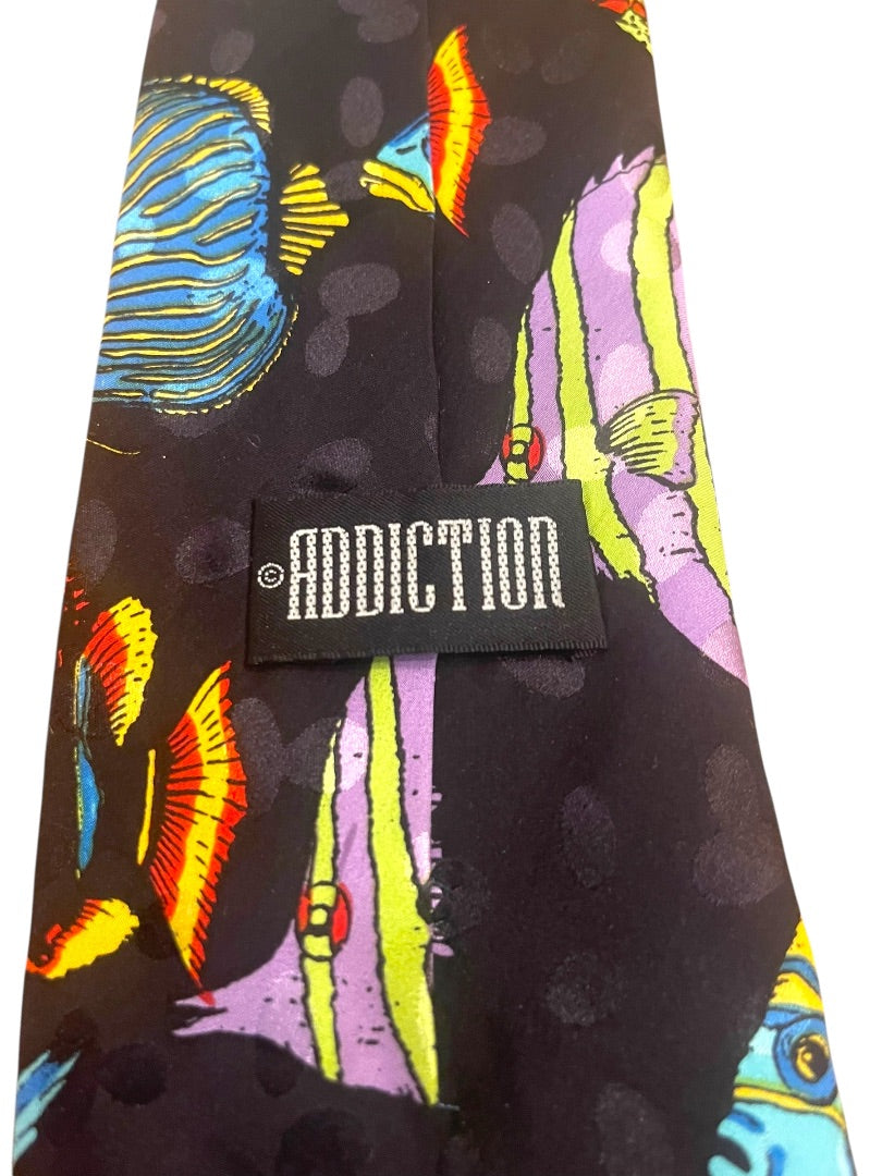 Vintage Addiction 100% Silk Tropical Fish Neck Tie 59"L x 4"W