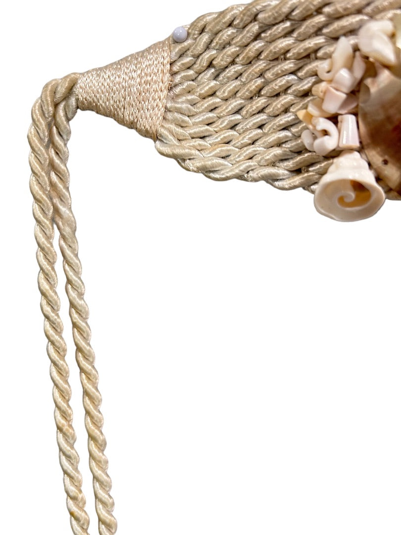 One Curtain Tieback Rope Beach Theme Boho Shell Off White 43" Loop Closure