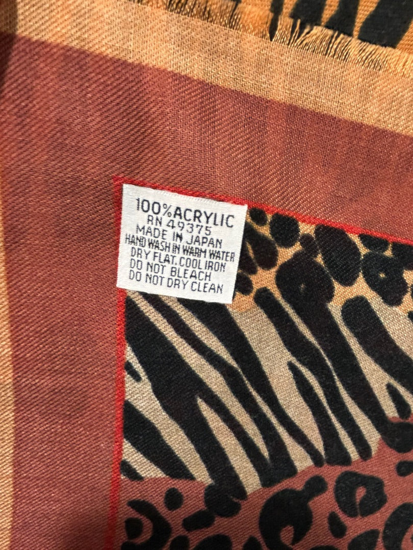 Women's Animal Print Acrylic Scarf 28" Square Made in Japan