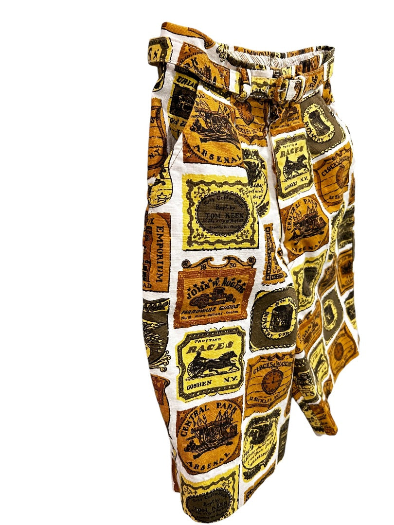 Pantomaker New York Women's Vintage 1960s Historical Print Shorts Belt