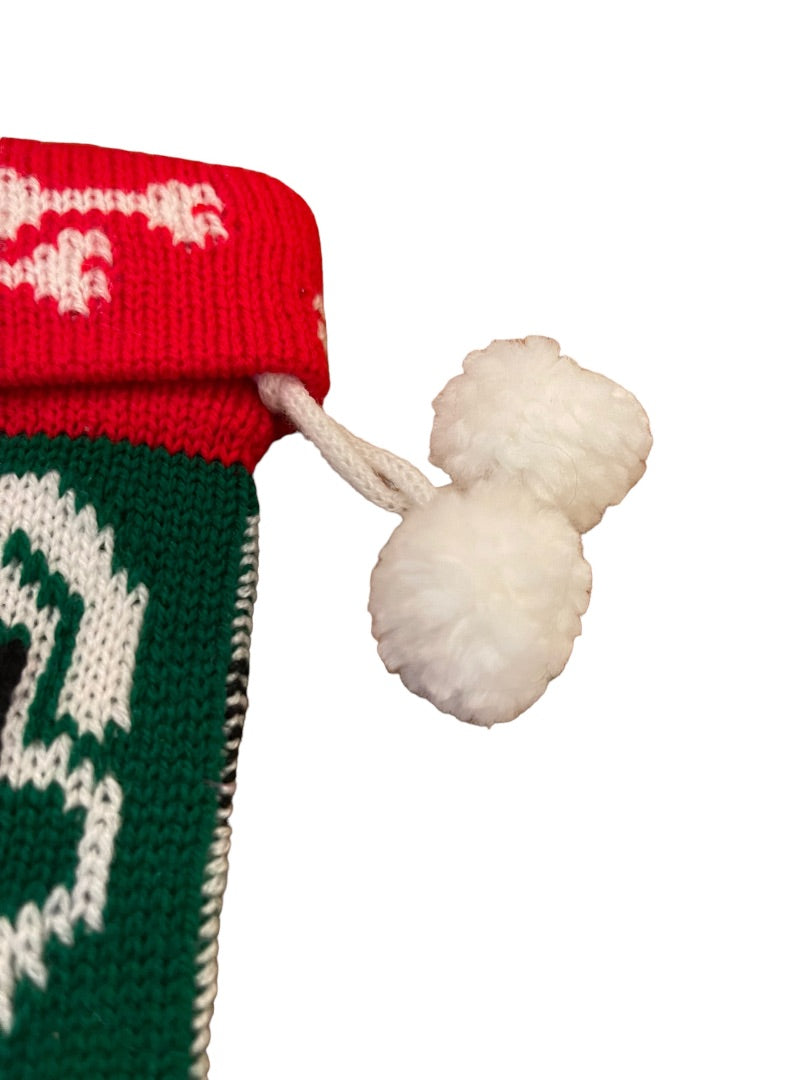 Merry Christmas Red Green White Dog Stocking 11.5" x 4" Holiday Decor