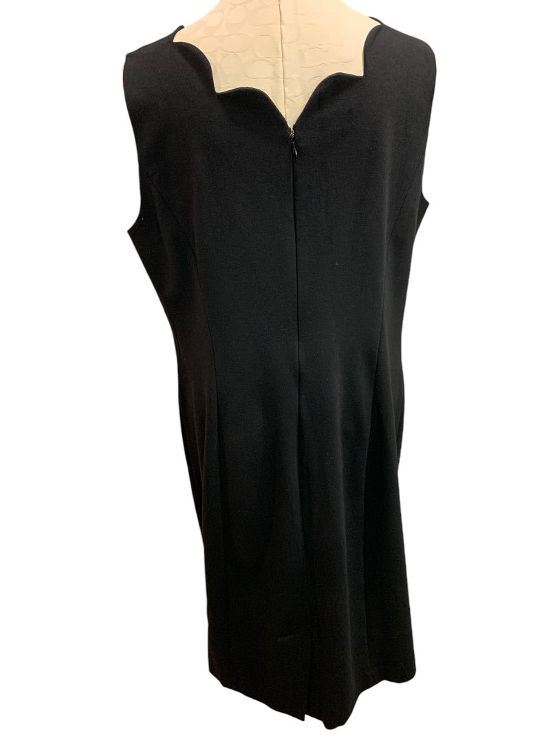 Size 16 Talbots Black Scalloped Neckline Sheath Dress Sleeveless