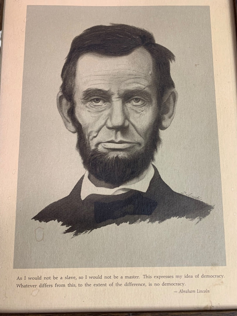 Vintage Abraham Lincoln Framed Print Slave Master Quote 12.75" x 9.75"