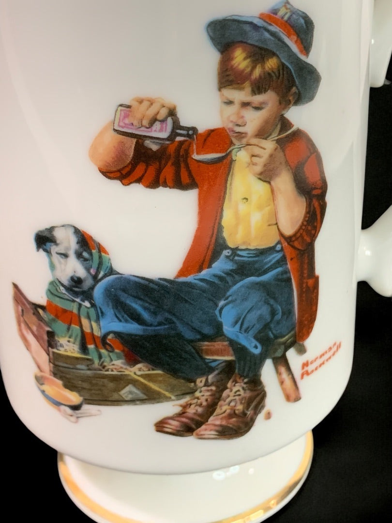 1981 Norman Rockwell Porcelain Pedestal Mug "Friend in Need" The Danbury Mint