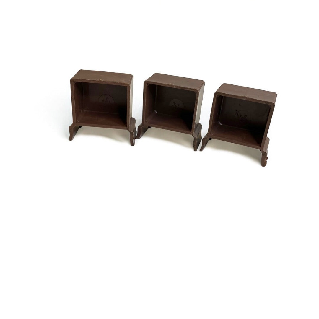 1950s Plasco Miniature Dollhouse Set of 3 Brown Nightstands 1:18 Scale