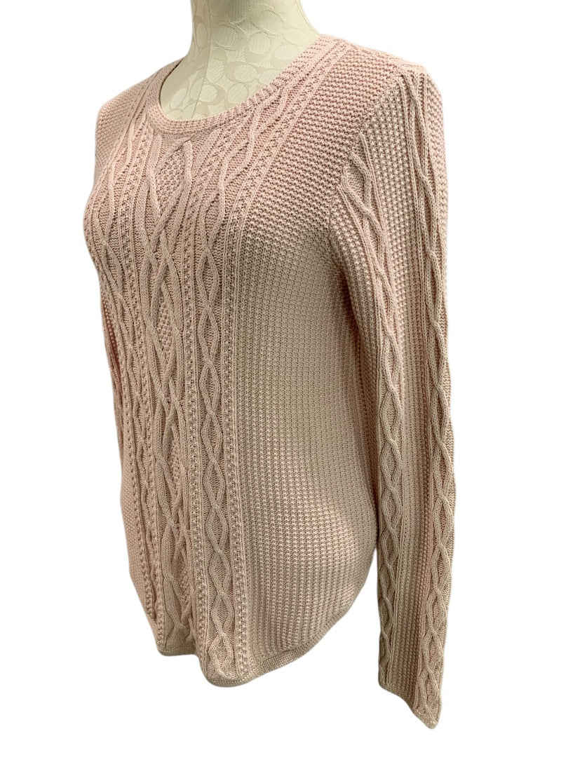 Small Jeanne Pierre Womens Pink Cable Knit Cotton Sweater