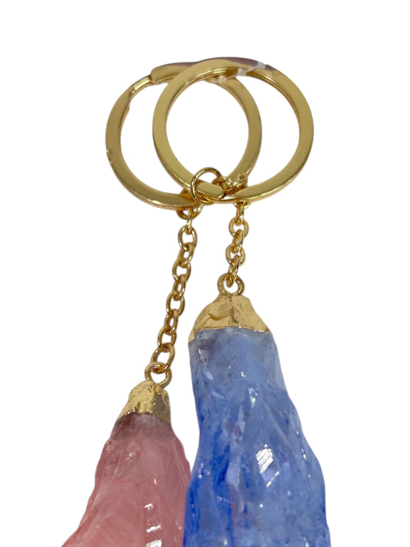 Claires New Crystal Keyrings Key Chain Set of 2 Blue Pink