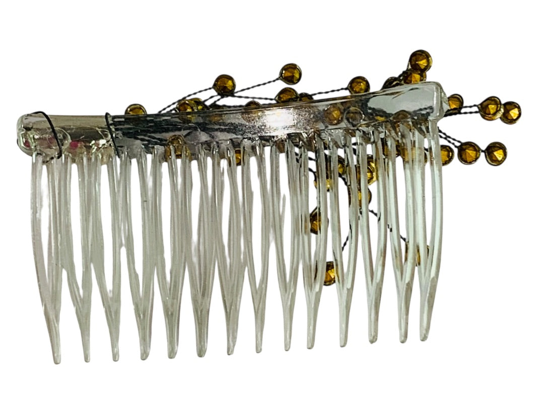 Vintage Plastic Hair Comb Rhinestone Spray Formal Updo 3 Inch
