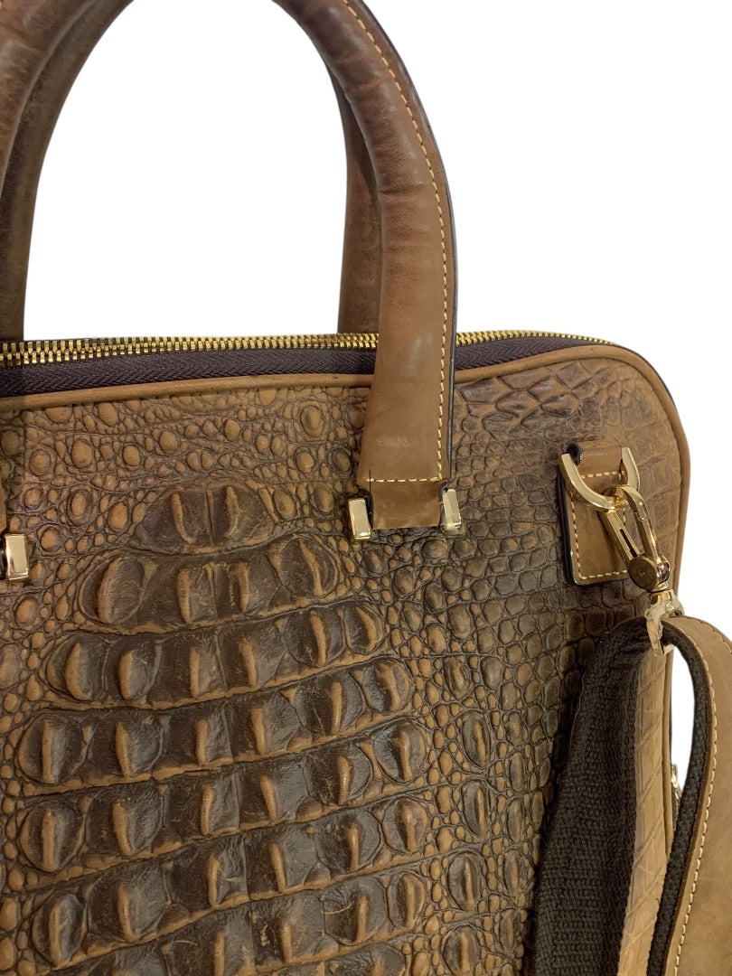 Quintessential Crocodile Style Genuine Leather Bag Briefcase Brown