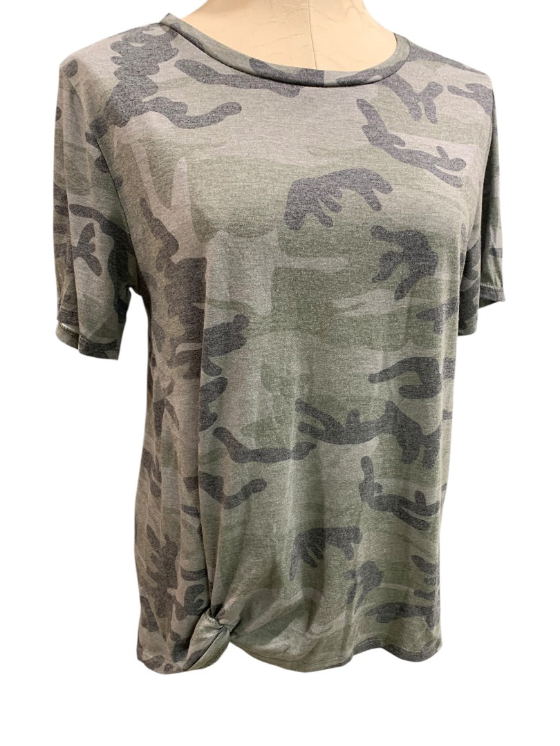 Large Always Indigo Womens Soft Distressed Camoflauge Tshirt Camo