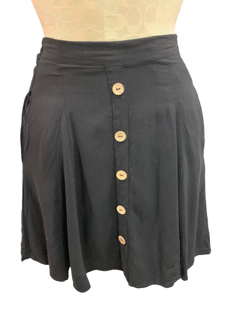 XS ModCloth Skirt Side Zip Black Pockets Lightweight Rayon