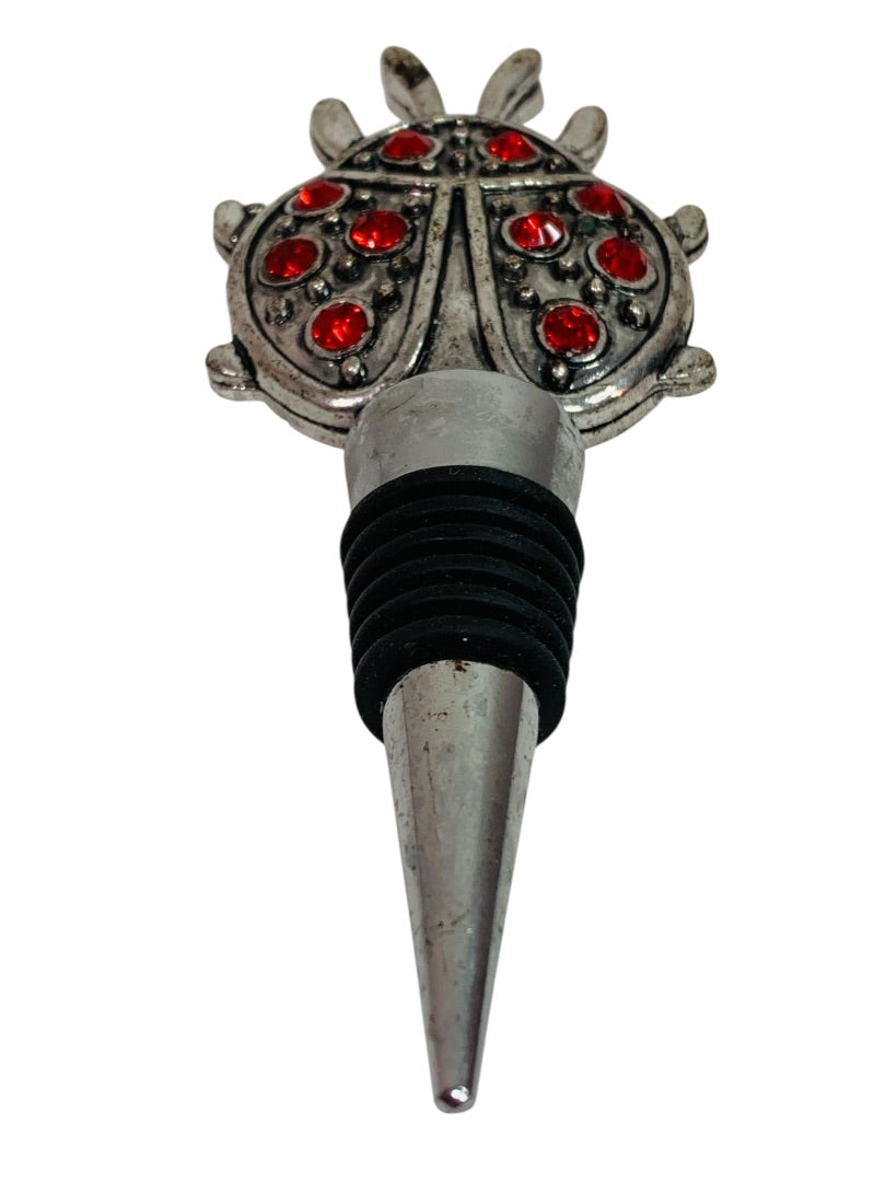 Metal Bottle Stopper 4.75 Inch Lady Bug Ladybug Top Rubber Gasket