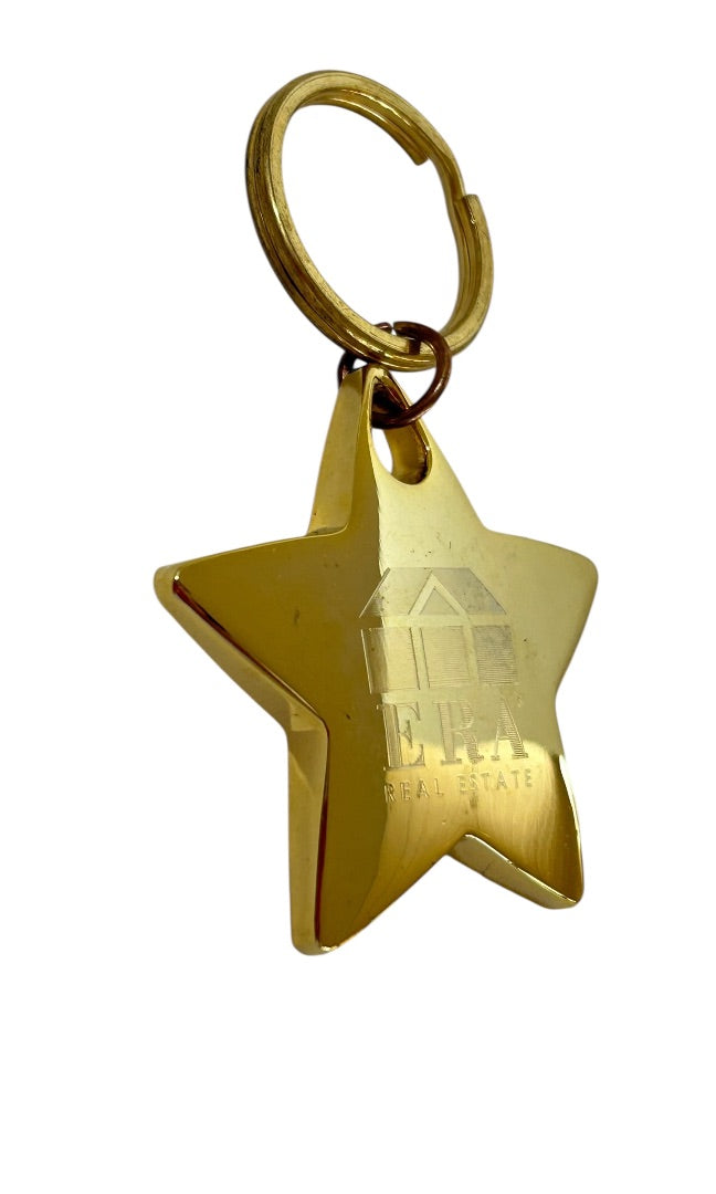 Goldtone Star Metal Keychain Keyring ERA Real Estate 3"