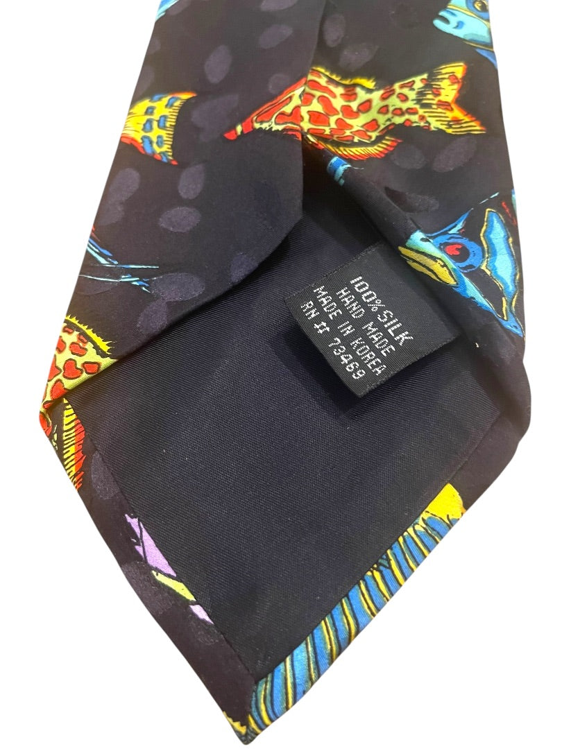 Vintage Addiction 100% Silk Tropical Fish Neck Tie 59"L x 4"W