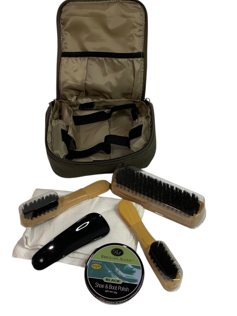Briggan Allen Shoe Polish Shine Travel Kit Zip Around