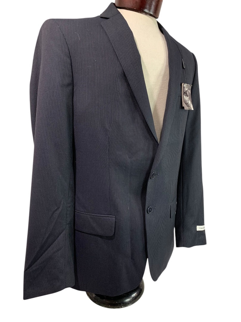 40R Calvin Klein Mens Slim Fit New Sport Coat Jacket Navy Blue Pinstripe Wool