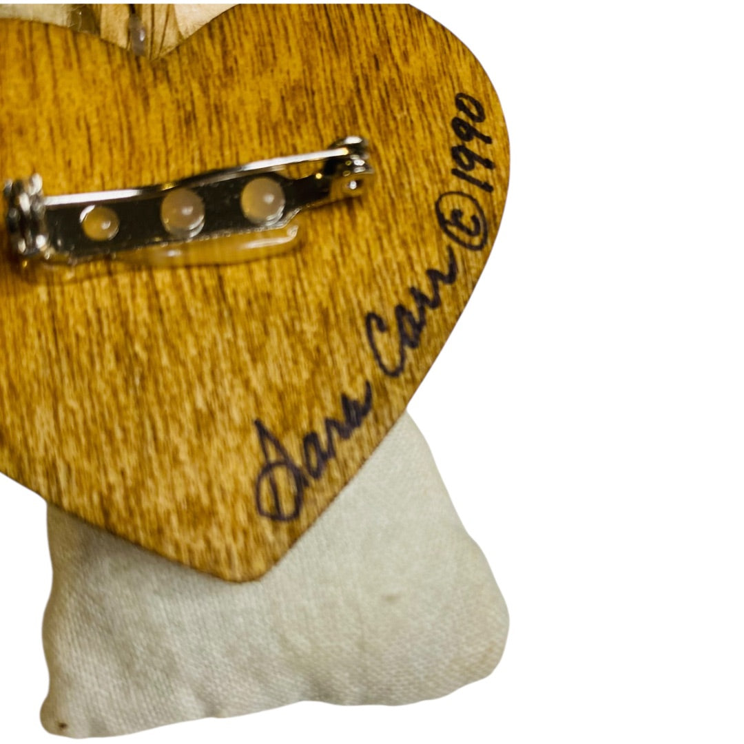 1990 Quilt Angel Pin Brooch Folk Art 3.5" Signed Sara Carr