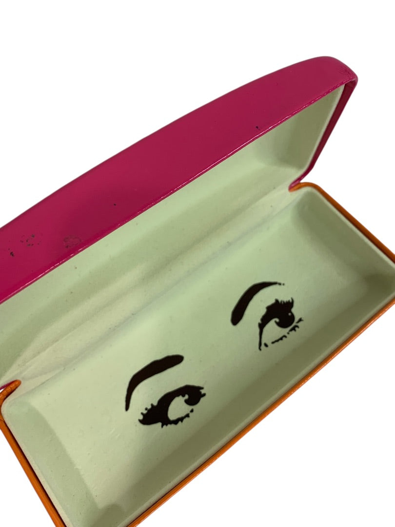 Kate Spade Clamshell Eyeglass Case and Cleaning Cloth Orange Pink