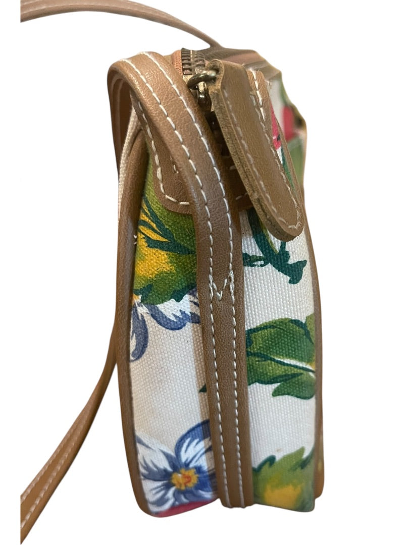 Liz Liz Claiborne Vintage Canvas Fruit & Flowers Zipper Closure Vintage Purse