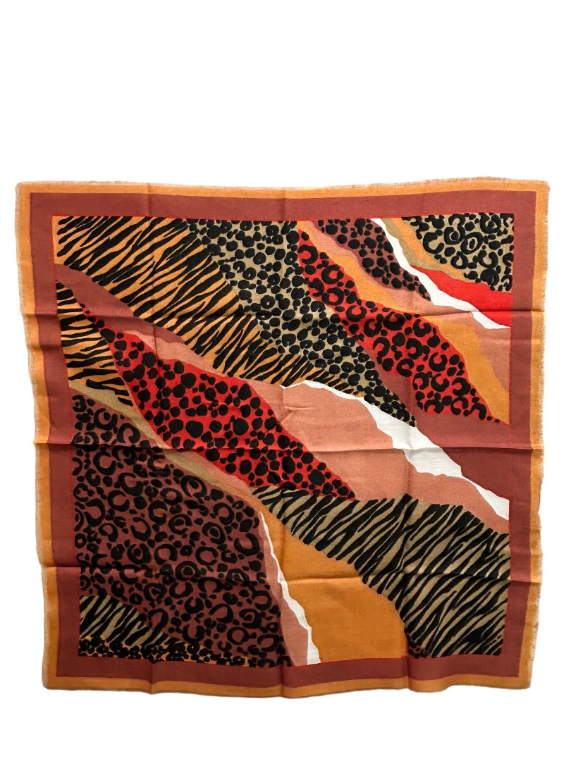 Women's Animal Print Acrylic Scarf 28" Square Made in Japan