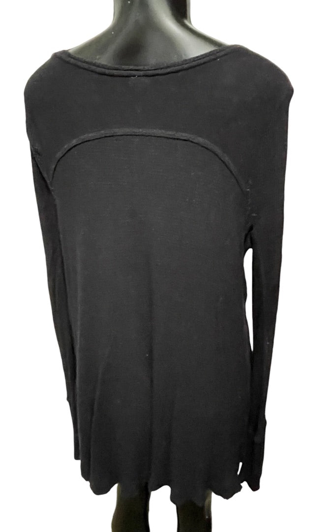 XS We The Free Waffle Knit Long Sleeve Oversize Womens Top Black
