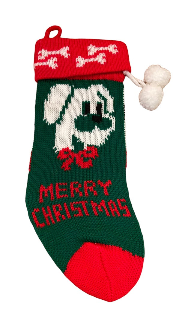 Merry Christmas Red Green White Dog Stocking 11.5" x 4" Holiday Decor