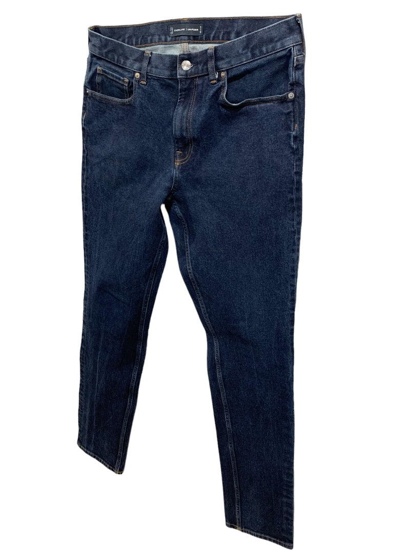 35 x 34 Everlane Uniform Mens Jeans The Slim Jean Dark Wash Blue Denim