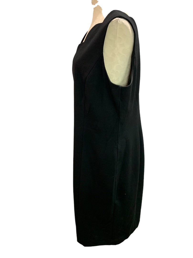 Size 16 Talbots Black Scalloped Neckline Sheath Dress Sleeveless