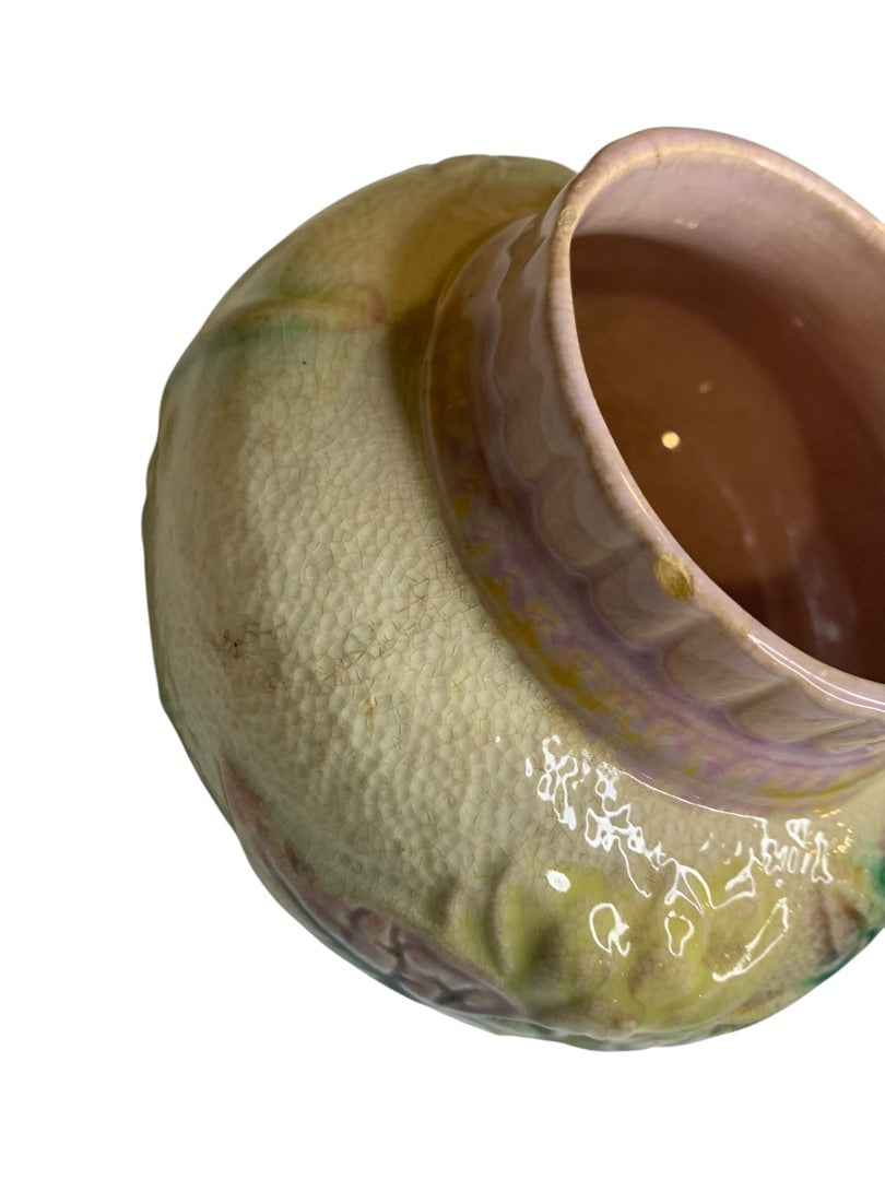 Antique Majolica Pastel Jar 3.5 Inch High Marked