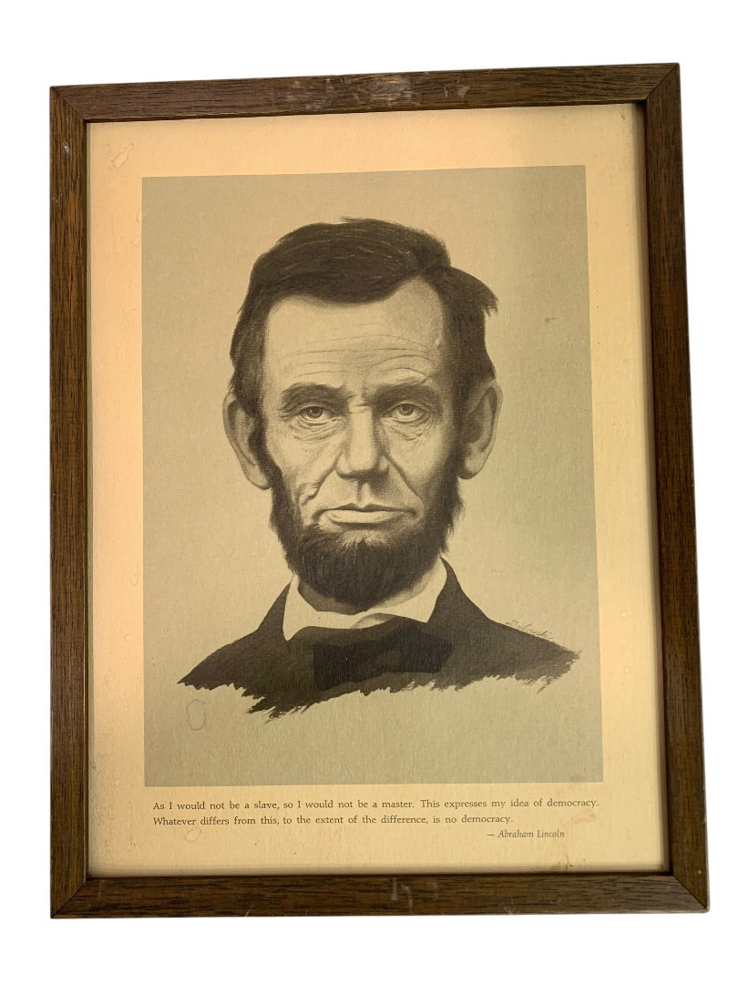 Vintage Abraham Lincoln Framed Print Slave Master Quote 12.75" x 9.75"
