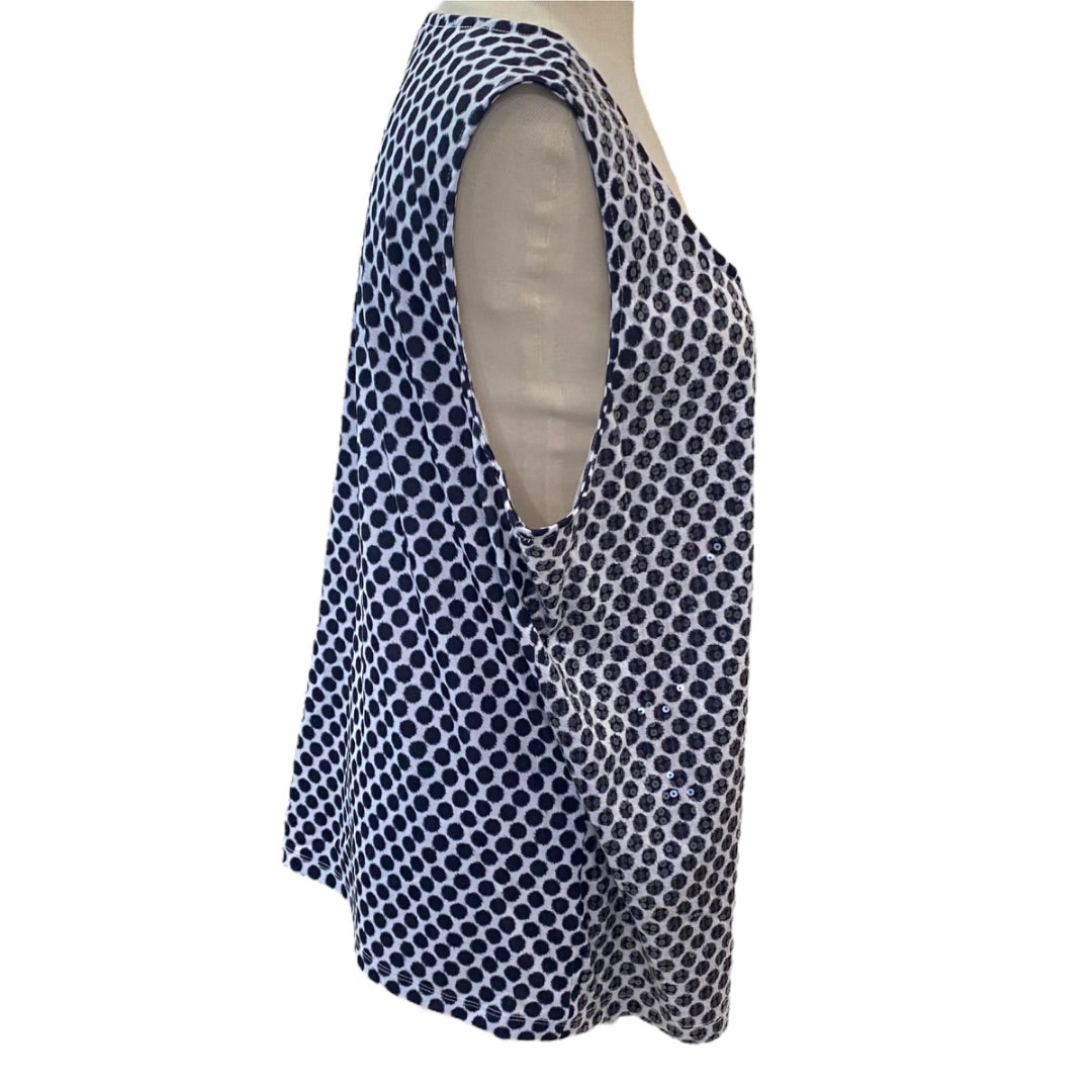 XL Zenergy by Chicos Womens Polka Dot Sequin Front Tank Top Sleeveless Shirt