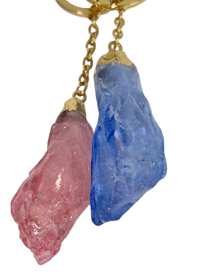 Claires New Crystal Keyrings Key Chain Set of 2 Blue Pink