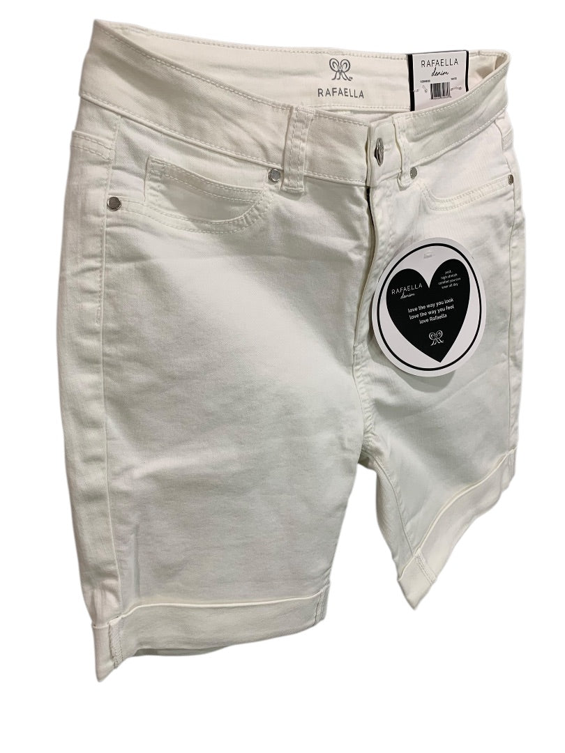 Size 4 Rafaella Womens New White Denim Jean Shorts High Rise